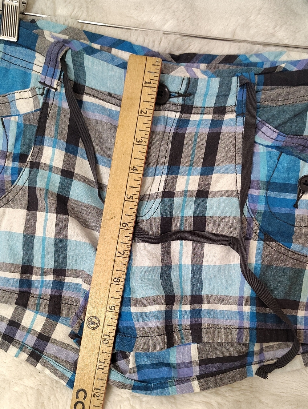 Blue Plaid 100% Cotton Shorts - Picture 7 of 8
